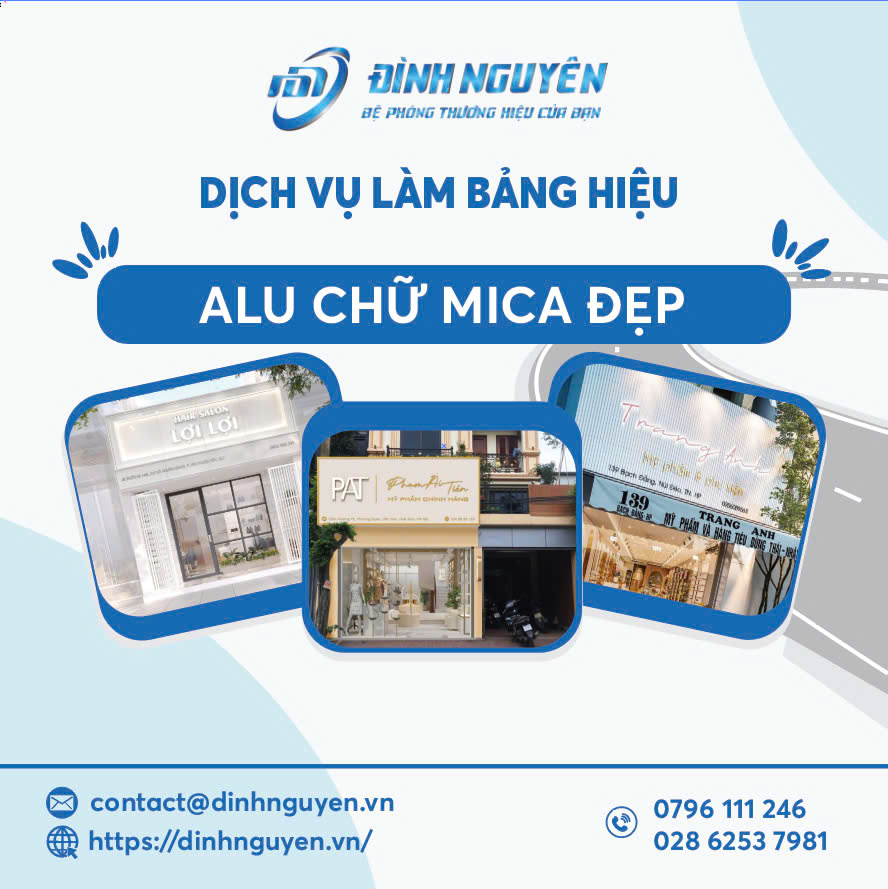 Dịch Vụ Làm Bảng Hiệu Alu Chữ Mica Đẹp Tại TPHCM